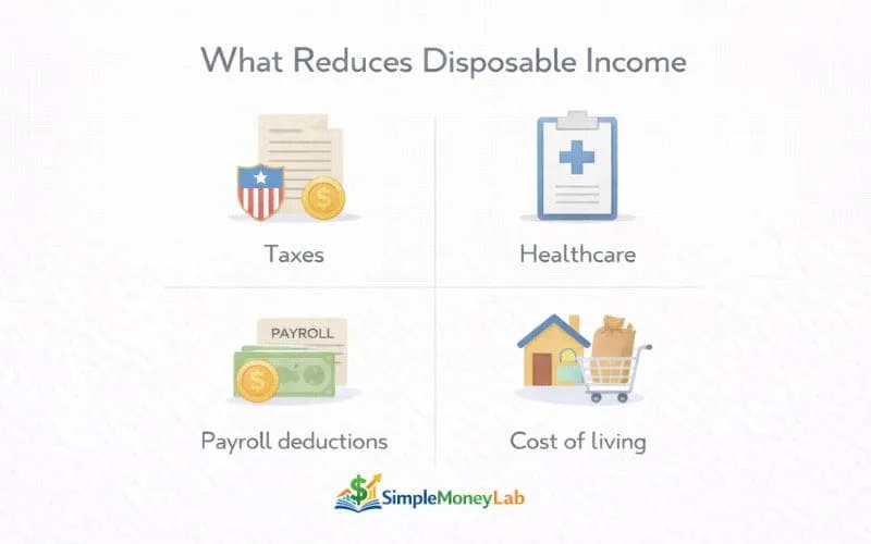 US Factors That Reduce Disposable Income — Taxes, Healthcare, and Living Costs